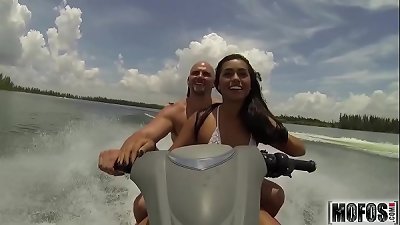teenagers ride the party Boat video starring Eva Saldana - Mofos.com