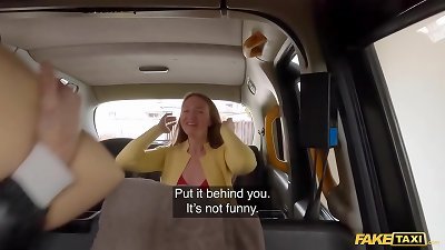 fake taxi brunette honey finds a rubber twat and offers up her real pussy for free