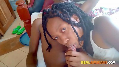 Real Homemade fledgling African girlfriend blowing bbc in hookup gauze