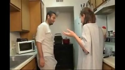 brother and sis blowjob in the kitchen