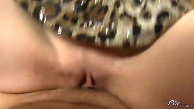 super molten dark-haired takes and rides spear in homemade pov