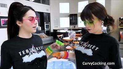 curvaceous oily girlfriends craving for enormous rod