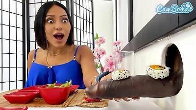 massive breast girly-girl cougars Sushi Glory crevice experience - big-black-cock blowjob and cute japanese teen