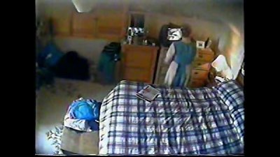 My horny mom masturbates witnessing my porno. Hidden cam