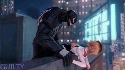 Spider-Man - Gwen Stacy nailed by Venom on roof Top - Animated Compilation