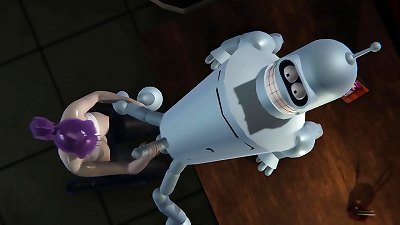 Futurama - Leela gets creampied by Bender - 3d porn