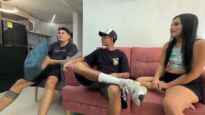 A bet inbetween hottest friends results in the hottest sex of my life and cum on my yummy tits.