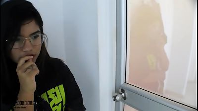 I observe my stepbrother seeing pornography and I get crazy cum-on my rich butt cheeks PART one