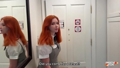 passionate screwing with redhead schoolgirl and cum On Face