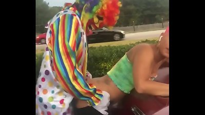 Gibby The Clown fucks Jasamine Banks outside in broad daylight