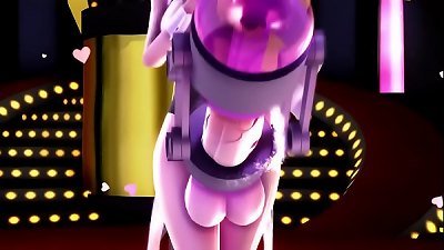 three dimensional MMD Haku Yowane futanari Dance