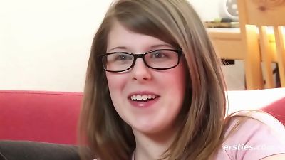 Ersties: adorable babe With hairy snatch Plays With Her dearest toy