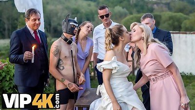 BRIDE4K. handsome bride with innate jugs is having a insane lovemaking with a groom dressed up as a hound