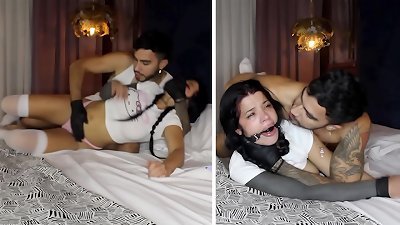 Intruder bangs me hard, ties me up, dominates me, and finishes off inside me!