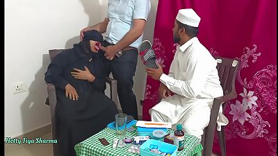 Muslim chicks pounded by the doctor in front of her husband because she could not get pregnant (Threesome Sex)