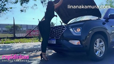 super-fucking-hot asian with a broken car on the road asked Stranger for help and rewarded the bastard with a super-steamy screw inside the car in the middle of the road - Lina Nakamura - John Coffee