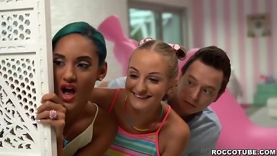 pervert stepfather Eric Everhard wants his stepson Nikki Nuttz to fuck his stepmom and stepsisters in a group nail fest.