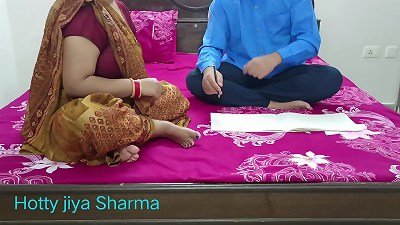 Desi stepmom tearing up with teenage step son-in-law when studying! Step mommy dont know anything