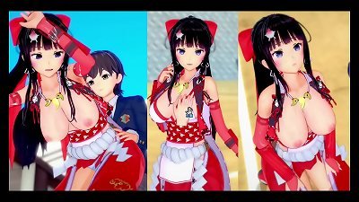 [Eroge Koikatsu! ] humungous baps girl shrine swordfighter "Kai (Orichara)" knockers rubbed