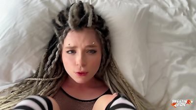 magnificent Informal nymph with Dreadlocks and Piercings Deepthroats, rough fucks and cum swallows